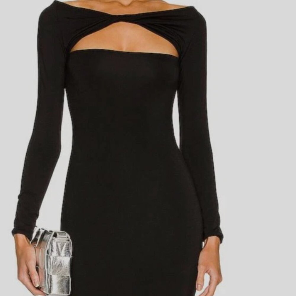 $230 SER.O.YA Women's Black Irene Cut-Out Midi Dress Size M